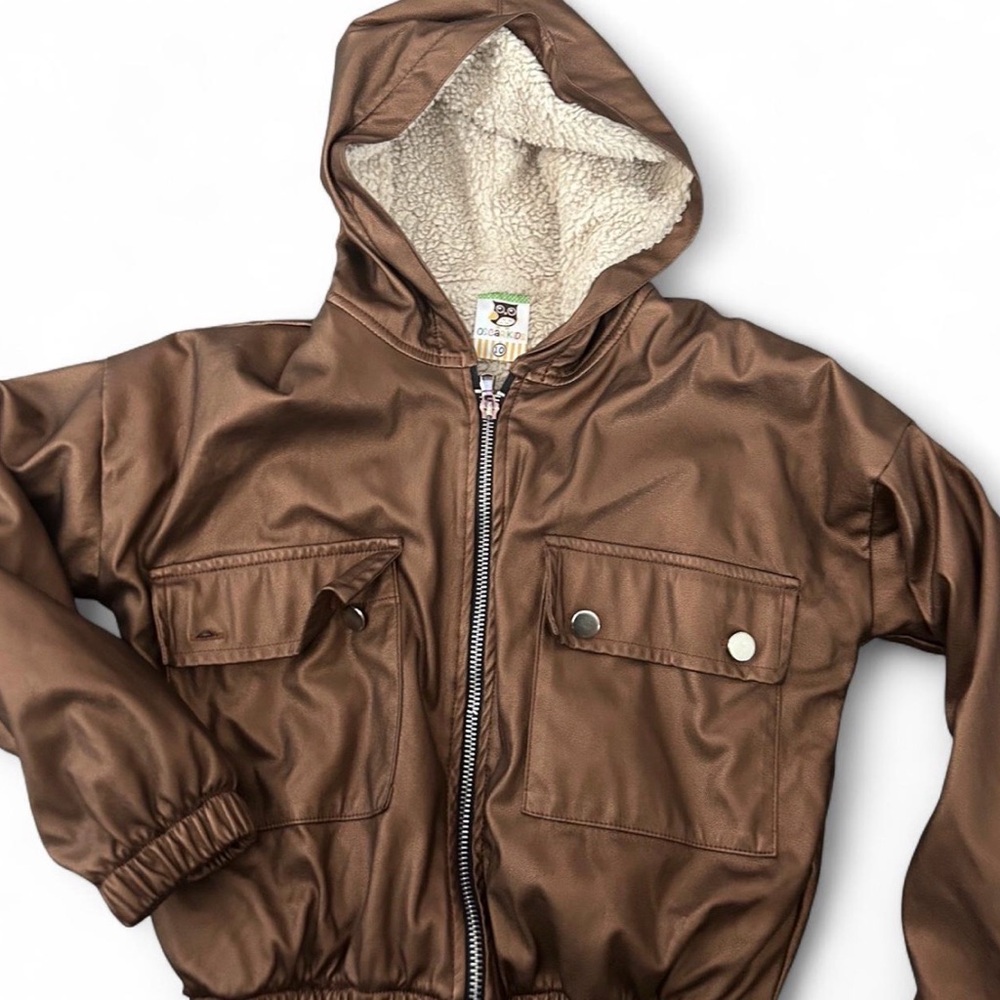Brown Hooded Jacket with Sherpa Lining - Picture 1 of 2